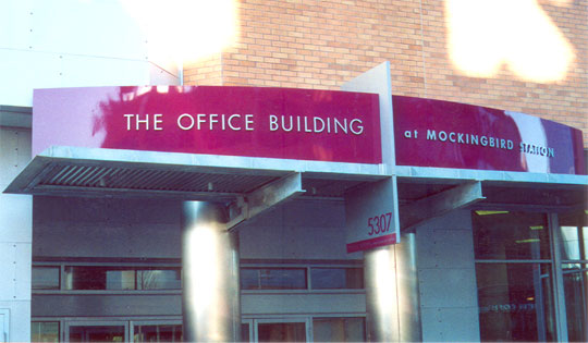 Routed lettering at Mockingbird Station